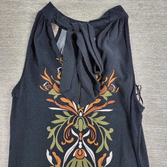 MSK Halter Maxi Dress Womens S Black Floral Tie Band Neck Vacation Summer Boho - Picture 15 of 16